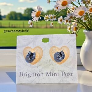 BRIGHTON "Horseshoe" Mini Post Crystal Earrings MINIMALIST